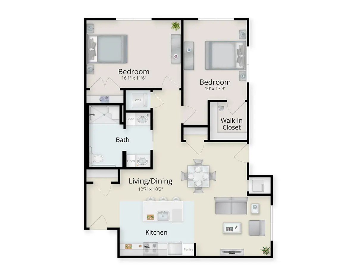 CSLWC_IL_2BR-Deluxe1_2b1b_1095 Independent Living Two-Bedroom